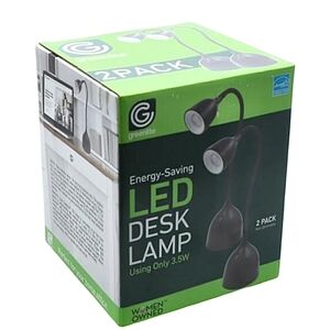 2pk Greenlight Energy Saving, 19" Flexible Gooseneck LED Desk Lamps